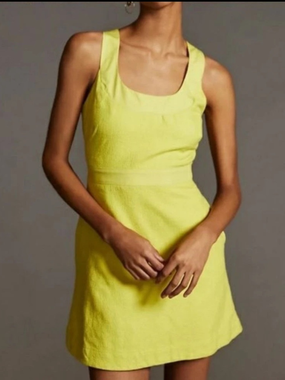Maeve Anthropologie Chartreuse Mini Dress Size 14